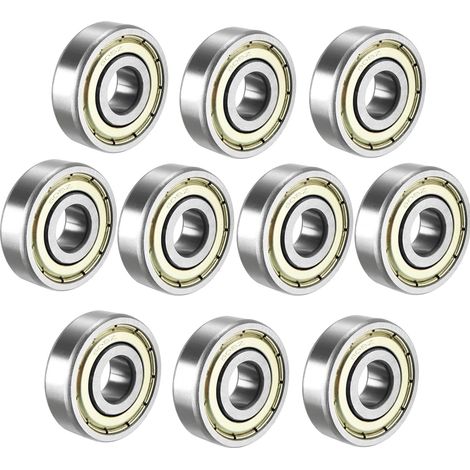 Lot de 10 roulements à billes miniatures 608z en acier inoxydable - Double scellé - Pour skateboards, scooters, rollers - 8 mm x 22 mm x 7 mm (1/5)