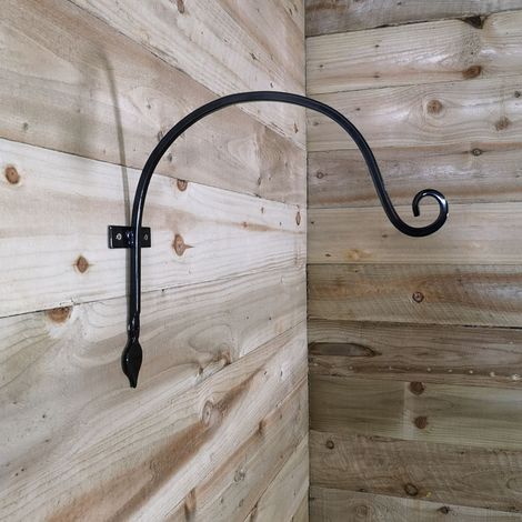 Tom Chambers Heavy Duty Handcrafted Metal 38cm Black Wall Bracket Hook For Garden Hanging Basket Bird Feeder (1/5)