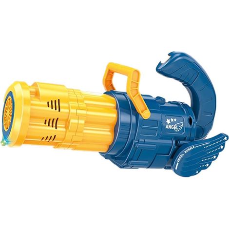 Pistolet à bulles électrique à 10 trous, arrivée d'eau automatique, musique et lumières - bleu
