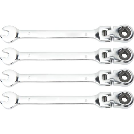 Ortviai Clé à cliquet à tête pivotante 4 pièces, 6 mm, double extrémité, acier chrome-vanadium, gain de temps (1/5)