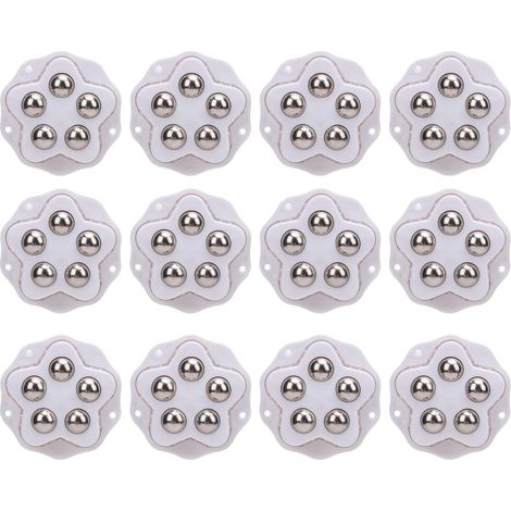 Lot de 12 roulettes pivotantes adhésives avec freins 360°, roulettes meubles robustes ABS acier pour électroménager, bibliothèque, table de chevet, plantes, blanc (1/5)