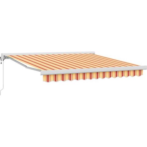Auvent jaune et orange, 300 x 250 cm, en polyester et aluminium. (1/5)