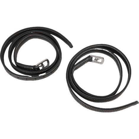 Lot de 2 sangles d'étriers en microfibre avec boucles en acier inoxydable pour l'équitation, noires. (1/5)