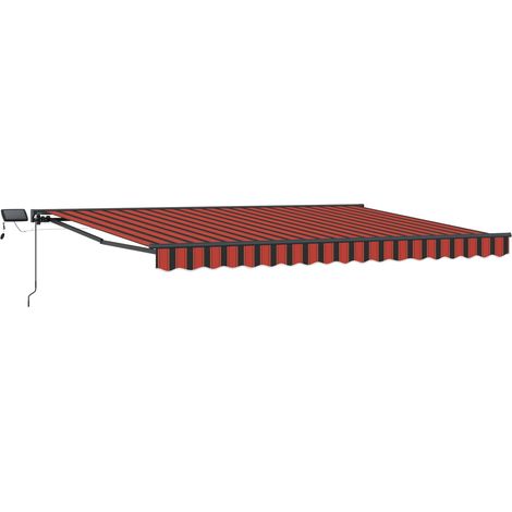 Manueller Markisenrahmen mit LEDs Orange und Schwarz 4 × 3,5 m