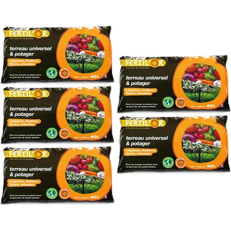Terreau universel et potager pleine terre ou bac 40 litres Lot de 5