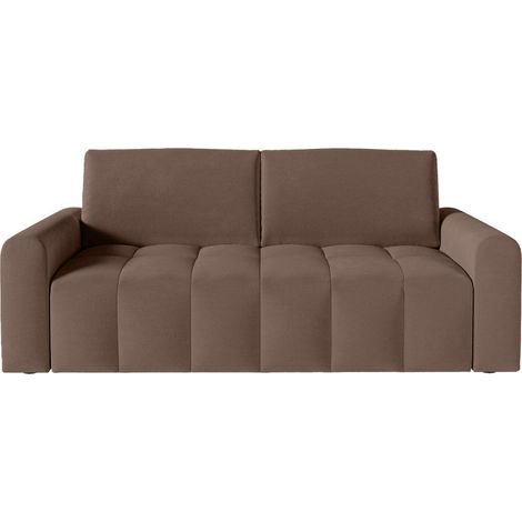 Canapé SILVIO convertible express 3 places couchage 140x190cm - matelas 13cm tissu - Marron (1/5)