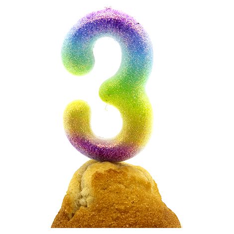 Numero 3 vela de cumpleaños 6 cm Multicolor (1/4)