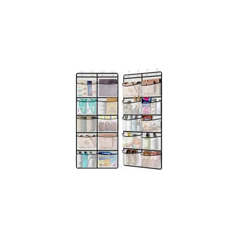 2 Pièces Rangement Porte avec 10 Poches en Filet – Organisateur Suspendu avec 4 Crochets – Étagères Suspendues 54,5 x 126 cm pour Chambre, Salon, Salle de Bain (1/5)