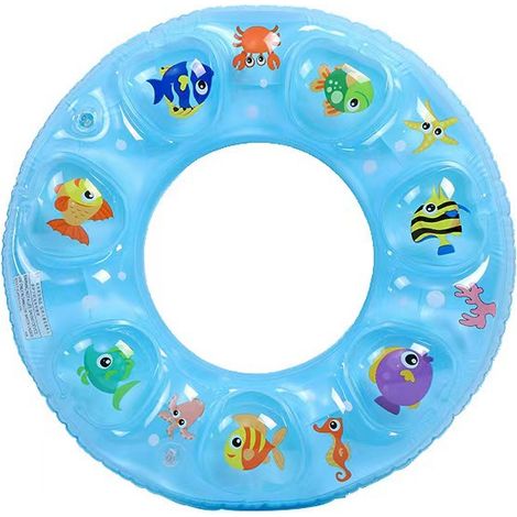 Double bouée gonflable bleue, épaisse, jouet de natation pour enfants avec cristaux, jouet de taille. (1/2)