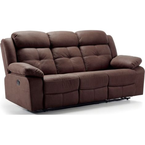Canapé de relaxation en nubuck Farenza-Marron-Système Fixe - sans relax-2 places (1/5)