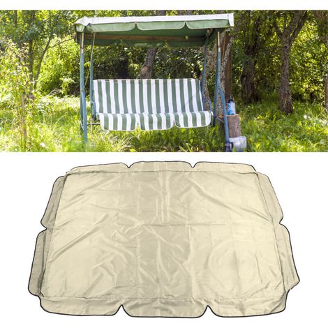 Außenschaukelüberdachung [600D Oxford Silber] 195 x 125 cm, wasserdichtes Verandadach, UV- und windbeständig, Beige (1/5)