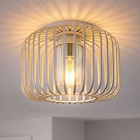 Plafoniera vetro fumé plafoniera sabbia soggiorno luce aste metallo retrò, attacco E27, DxH 28x23 cm