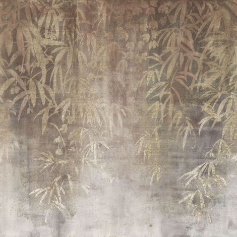 papier peint panoramique feuilles marron - Komar