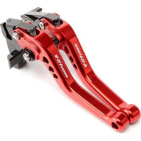 Levier de frein et d'embrayage court réglable 6 positions en alliage d'aluminium CNC modifié pour Suzuki V-Strom 650/XT (2011-2021) - Rouge (1/5)