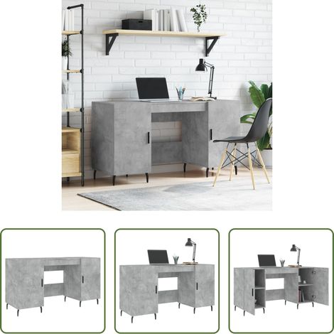 Bureau en bois d'ingénierie - Bureau gris béton 140x50x75 cm bois d'ingénierie (1/5)