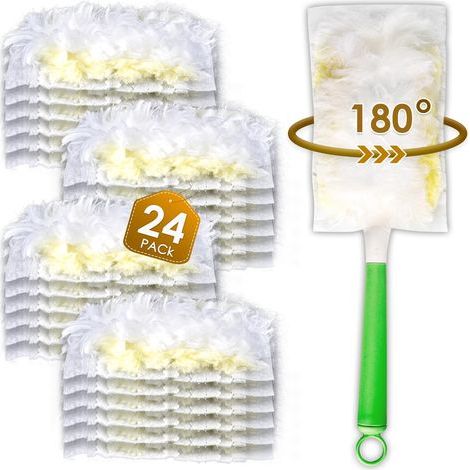 (24 pièces) Recharges de plumeau pour Swiffer Plumeau, avec 1 Poignée, Serpillères pour Swiffer Plumeaux, Recharges de Plumeau pour (1/4)