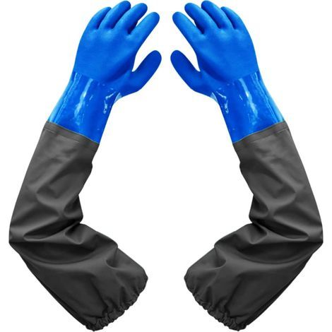Dépolie Étanche Gants-Gants de Nettoyage D'étang, 26 inch Doublure Floquante Poignets Élastiques, Pour Industrie chimique Agriculture Pêche Construction (1/5)