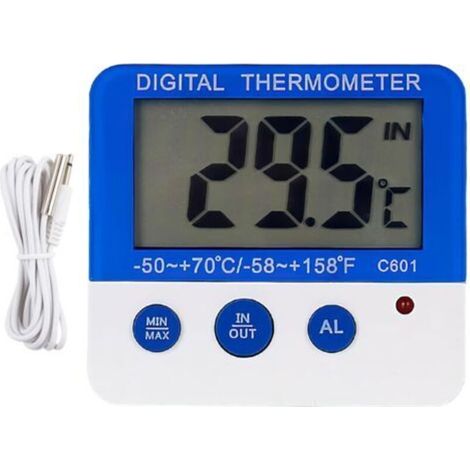 Thermomètre numérique pour congélateur et réfrigérateur, avec aimant, support et indicateur d'alarme LED (1/5)