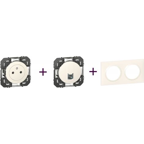 Legrand – Interrupteur complet 2P+T – Prise RJ45 pour Ethernet – Plaque blanche – Mode de pose électricité – Indice de protection IP44