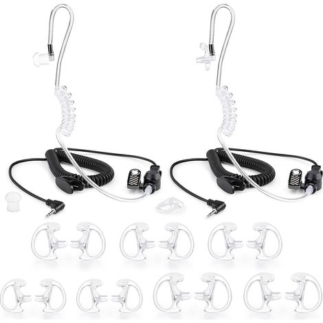 Juego de 2 auriculares de vigilancia con tubo acústico y auricular para teléfonos inteligentes, radios bidireccionales, transceptores y micrófonos de 2,5 mm. (1/5)