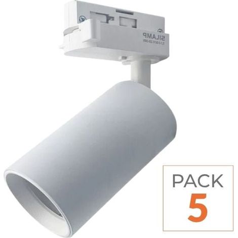 Spot LED sur rail 80° Monophasé BLANC pour ampoule GU10 (Pack de