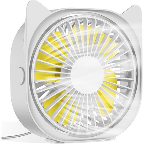 Ventilateur USB Bureau - 3 Vitesses - Rotation 360° - Silencieux - Pour Bureau Maison Bureau À Distance Voiture - 1 Pièce (1/5)