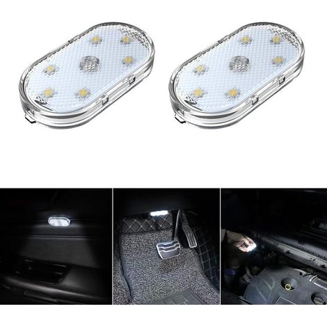 Juego de 2 luces LED ambientales para coche, iluminación blanca para crear ambiente, luces de lectura portátiles para coche (1/5)