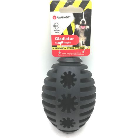 Jouet pour chien Gladiator Rugby L Noir 12 cm ø 8.5 cm extra strong - Flamingo