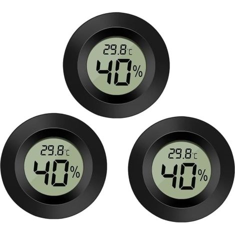 Lot de 3 hygromètres-thermomètres numériques LCD, pour intérieur et extérieur, compatibles avec humidificateurs, déshumidificateurs, serres et caves. (1/5)