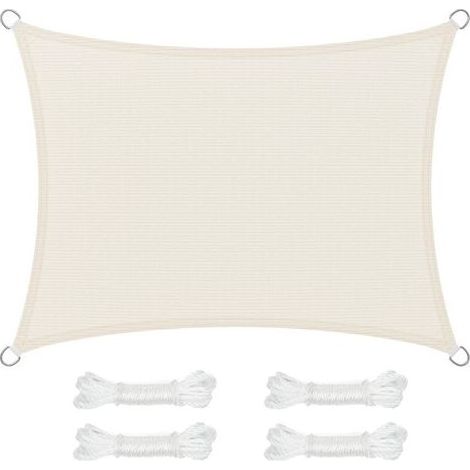 Songmics – Voile d'ombrage 3 x 4 m – Tissu HDPE 180 g/m2 perméable à l'eau – Protection solaire 80-85% – Forme concave avec cordes de 2 m (1/5)
