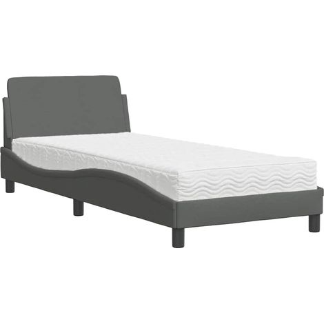 Maison Exclusive - Letto con Materasso Dover Grigio Scuro 80x200 cm in Tessuto (1/5)