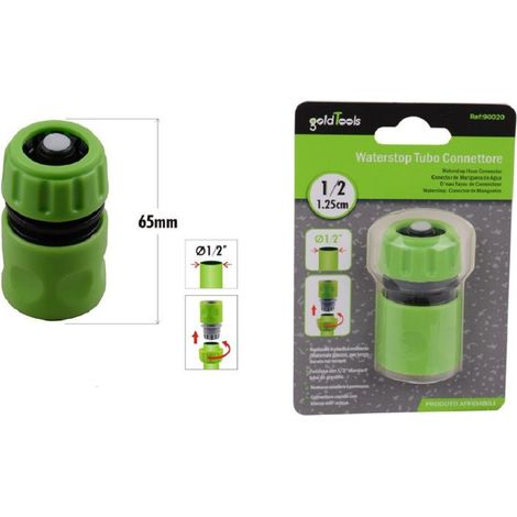 Trade Shop - Connettore Con Innesto Rapido Per Tubo 1/2″ 1.25cm Con Blocco Acqua 65 Mm 90020 - (1/2)