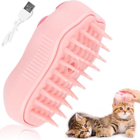 Brosse à vapeur 3 en 1 pour chat et chien - Brosse de toilettage à vapeur - Peigne d'épilation pour massage et toilettage