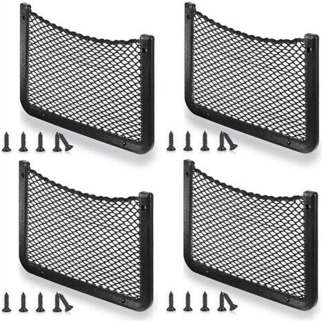 QORVA-Filet Rangement pour Voiture 4 PCS, Organisateurs Rangement Coffre 36 18CM, Multifonctionnel Sac Pocket Organizer de Voiture pour Ustensiles, Camping-Cars, Bateaux, Maison (avec Vis)