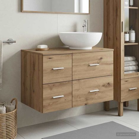 vidaXL Bathroom Furniture Set 2 pcs Artisan Oak Engineered Wood (1/5)