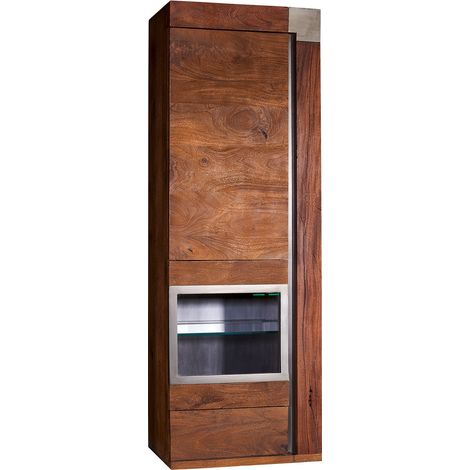 Hängevitrine Mango braun lackiert 48x35x142 cm (BxTxH) montiert AMSTERDAM 12 (1/3)
