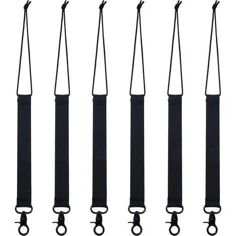Lot de 6 sangles de snowboard en alliage de nylon - Noir - Sangles de fixation pour snowboard - Laisse courte avec anneau porte-clés - Corde de snowboard (1/5)