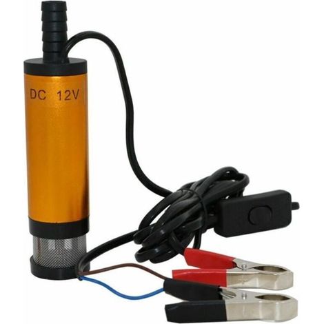 Pompe immergée 12V pour pompage de gasoil et eau – Moteur DC 12V – Résistante à la corrosion – Diamètre 38mm – Compatible conduites 16-19mm (1/4)