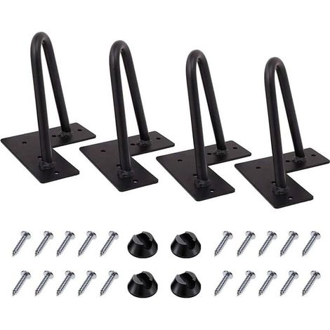 EASYCOMFORT Lot de 4 Pieds de Meuble Métal 10cm Style Épingle à Cheveux avec Vis et Embouts Protection pour Table Armoire DIY (1/4)