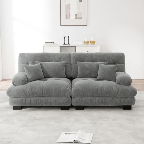 canape dangle modulable confortable en chenille gris HAVRYA (1/5)