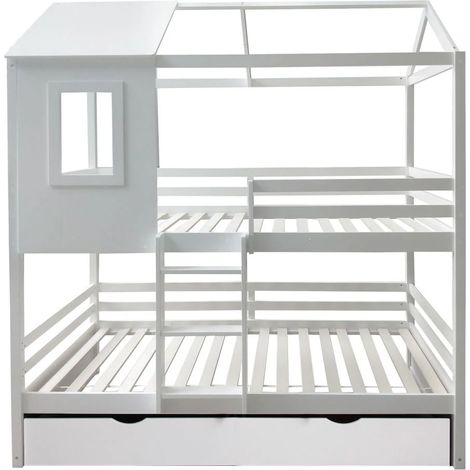 Etagenbett + Schublade Holz weiß 90x190/90x190cm