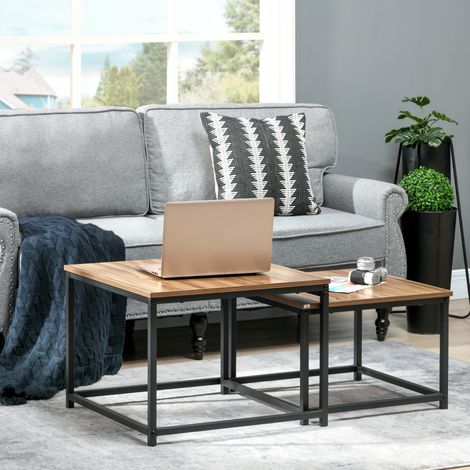 Mesa centro nido 2 piezas madera y acero OKMYHOME (1/5)