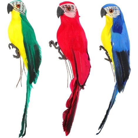 3 Stück Kreative Papageienstatue aus synthetischem Material