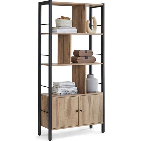 Libreria a 4 ripiani grande struttura in acciaio stabile 30 x 74 x 154,5 cm stile industriale marrone 120005711