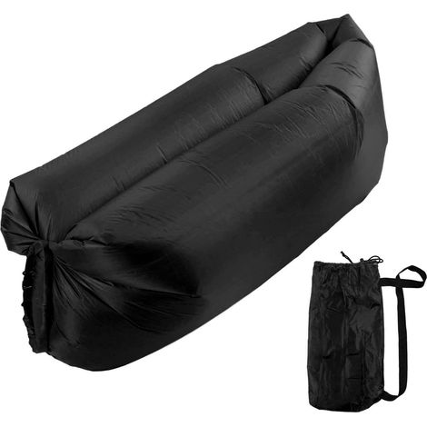 Canapé gonflable portable pliable confortable avec sac de rangement pour camping extérieur, noir (1/5)