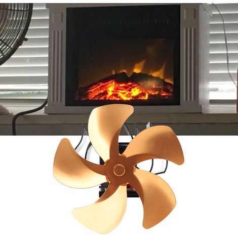 Ventilateur de cheminée, ventilateur thermique, poêle à pétrole, poêle à bois, ventilateur thermique auto-générateur, doré (1/5)