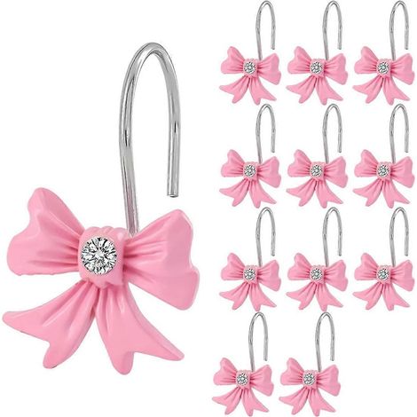 Duschvorhanghaken mit rosa Schleife (12er-Set) – Niedliche Dekoration für Mädchen