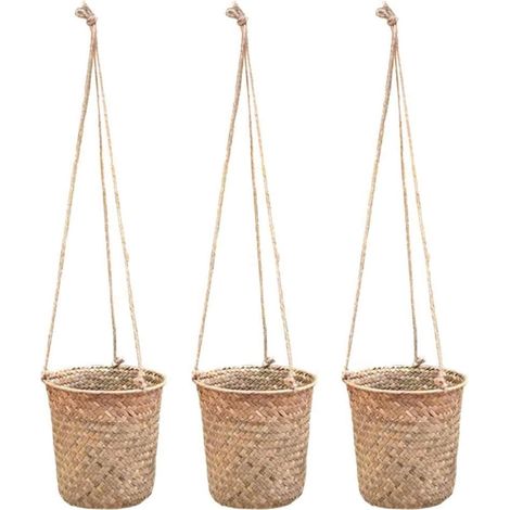 Panier de Rangement Tissé à la Main Osier Suspendu Pot de Fleur Panier Plante Panier IntéRieur et ExtéRieur Conteneur de Fleurs (1/5)