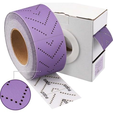 Papier de ponçage automobile en céramique violet. feuille de ponçage propre multi-trou - 70mm x 12m. pour le bois. auto. réparation de carrosserie. 120 Grit (1/5)