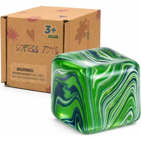 Squeezable Large Ice Cube Shaped Relaxation Toy, 7cm (2.76 Inch) Anti-Stress Cube, Soft Sensory Toy for Adults, Helps Reduce Anxiety and Improve Focus (Green) (1/4)